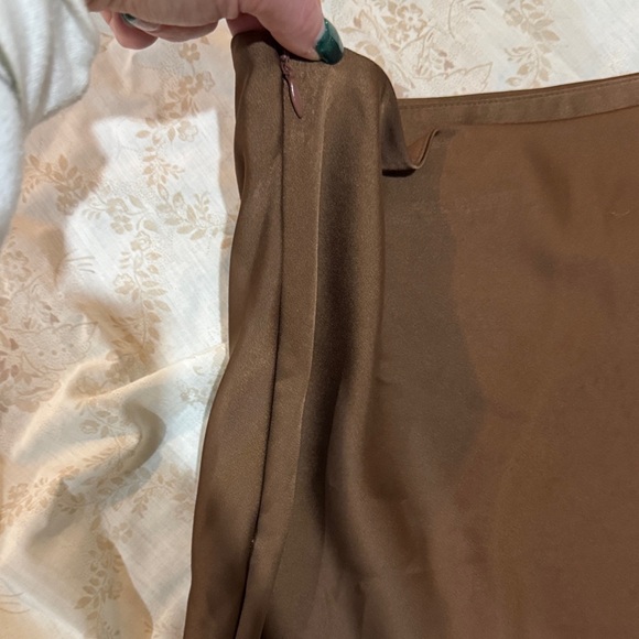 SHEIN Chocolate Silky A-Line Skirt - Picture 3 of 5